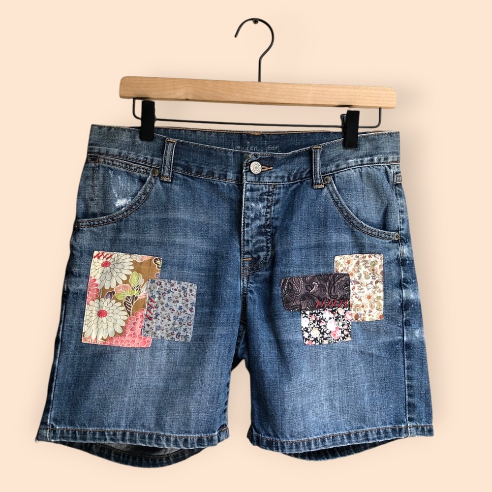 London Jean Boho Patchwork Denim Shorts Cottagecore Summer Cute Women’s Size 2